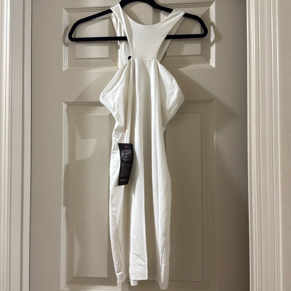 BEBE shirted slv racer neck dress